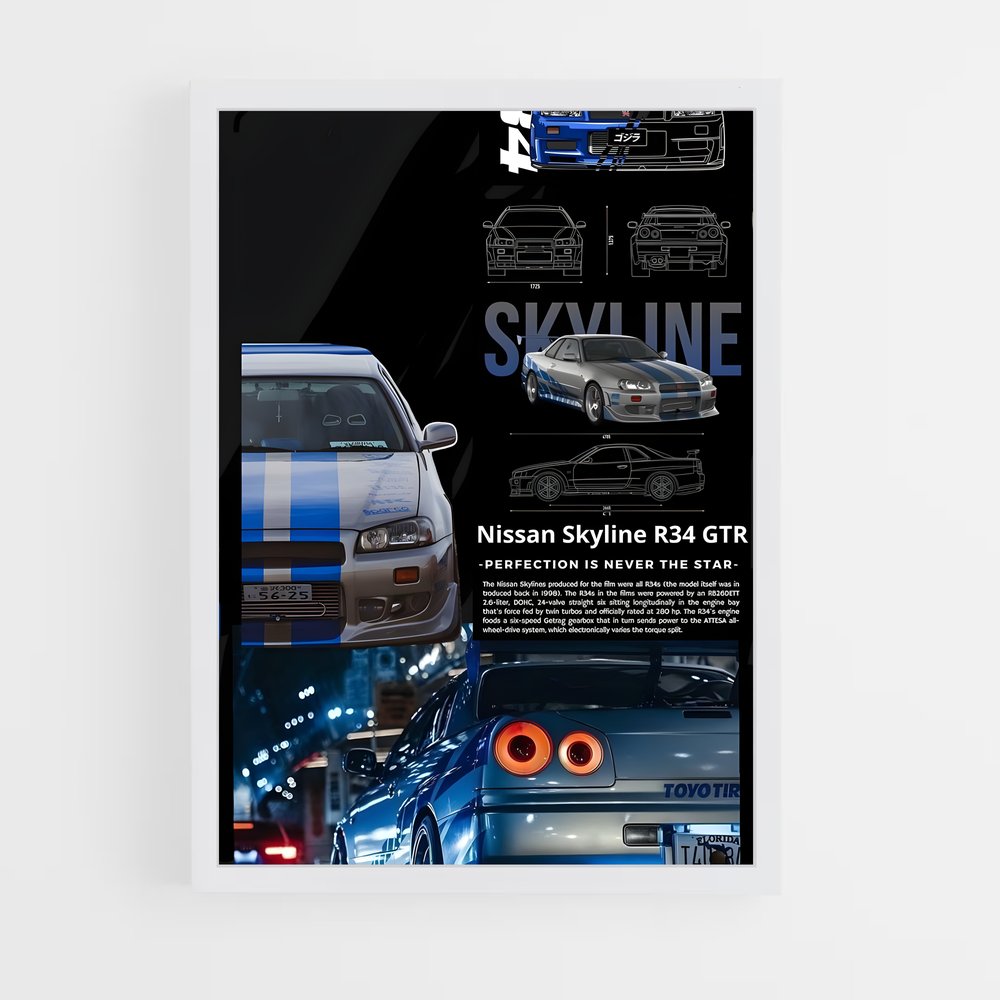 Poster superbe Skyline gt-r r – affiche Nissan (vue 3)